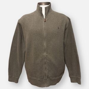 Polo Ralph Lauren Olive Green Full Zip Mock Neck Sweatshirt Jacket XL